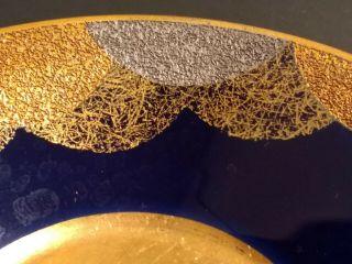 Rare OAC Okura China Japan Porcelain Saucer DIsh Cobalt Blue with Gold Design 2