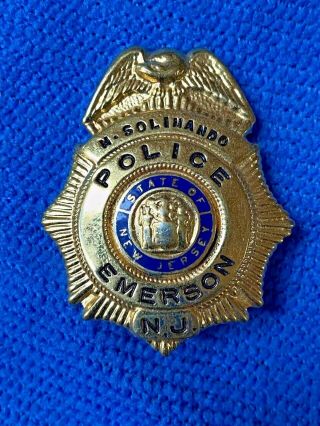 Retired Emerson,  Nj Police Officer Badge Lapel /hat Pin Obsolete Vintage Antique