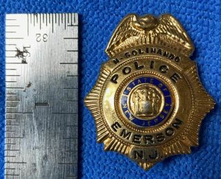Retired Emerson,  NJ Police Officer Badge Lapel /Hat Pin Obsolete Vintage Antique 3