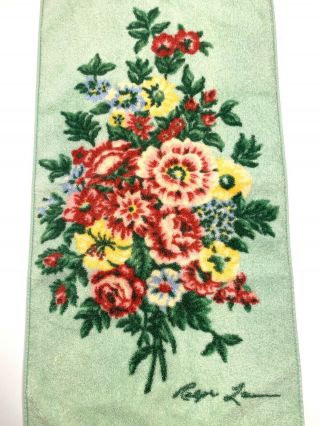 Ralph Lauren Floral Hand Guest Towel Multi Color Flowers On Green