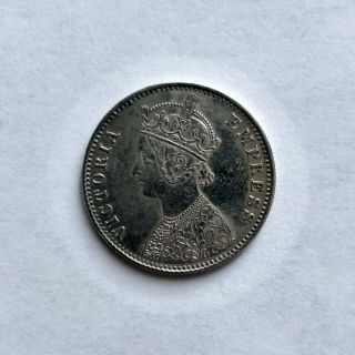 British India Rare Silver Coin: One Rupee (1891) ; Alwar State,  Empress Victoria
