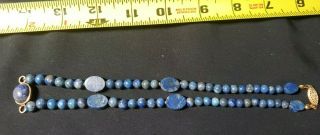 Scrap Or Not 18k Solid Yellow Gold Lapis Lazuli Cabochon Bead Necklace Rare 16in