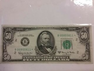 1963a 50 Dollar Star Note (rare) Low Serial Number