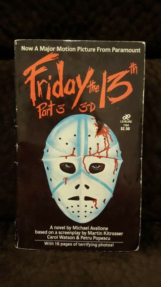 Friday The 13th Part 3 3 - D Michael Avallone Novel Movie Tie - In Very Rare