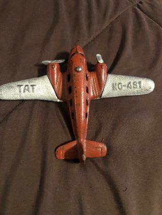 Rare Hubley Tat Toy Cast Iron Airplane Douglas Dc3 Twin Engine Nc - 491 4”
