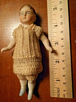 Vintage Small Doll In Crochet Dresses 1920 