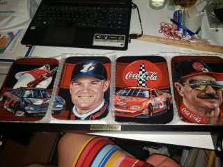 Dale Earnhardt Coca Cola Sr And Dale Jr 1998 4 Plate Set Rare Wow With Display
