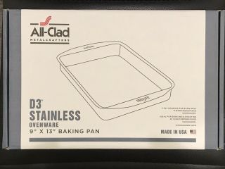 (rare) All Clad D3 Stainless Ovenware 9x13 Baking Pan