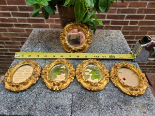 Vintage Set Of 5 Small Mirrors Gold Italy Antique Wall Italian Florentine