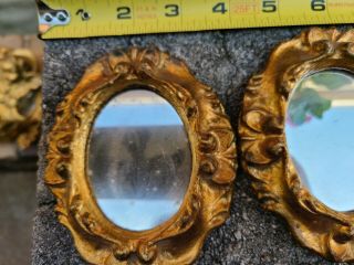 Vintage Set Of 5 SMALL MIRRORS Gold ITALY Antique Wall ITALIAN FLORENTINE 3