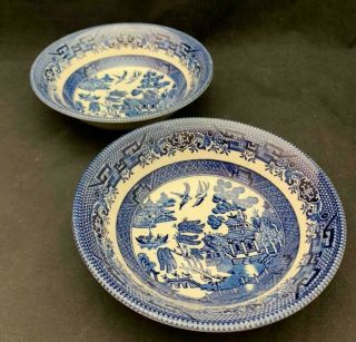 Churchill Blue Willow Coupe Cereal Bowls (set Of 2) - Classic Pagoda Images