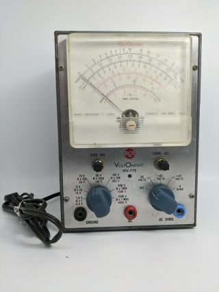 Rca Voltohmyst Wv - 77e Volt Meter Powers On / No Testing Cords For Ground,  Dc,  Ohms