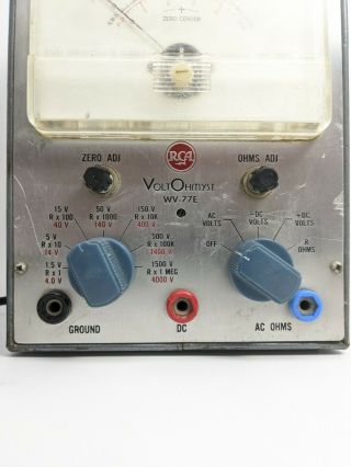 RCA VoltOhmyst WV - 77E Volt Meter Powers On / No Testing CorDS for Ground,  DC,  OHMS 2