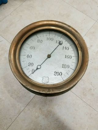 Rare Antique Los Angleles Machinery & Electrical Co 200psi Brass Pressure Gauge