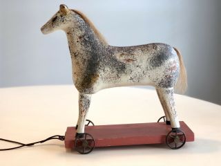 SARREID LTD Handcrafted in Spain Folk ART Wood Horse on Wheels Carving 13 