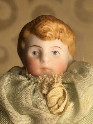 Antique 1860s German Parian Bisque Sewing Pincushion Doll