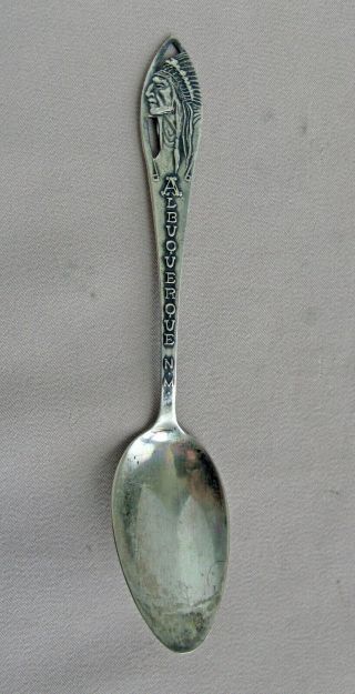 Albuquerque Mexico Native American Chief Sterling Silver Souvenir Spoon;k663