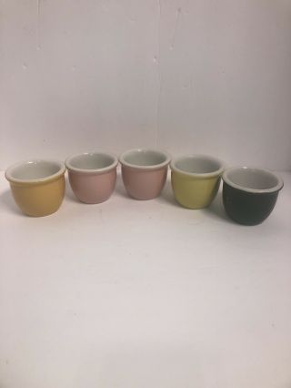 Hall Set Of 5 Different Color Custard Cups Ramekins 351 1/2 Vintage Custard