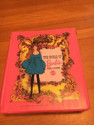 Vintage Pink 1968 The World Of Barbie Doll Carry Case,  Clothes Mattel