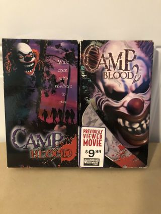 Camp Blood 1 And 2 Vhs Horror Slasher Sov Rare Clown 2000 Backwoods Brad Sykes