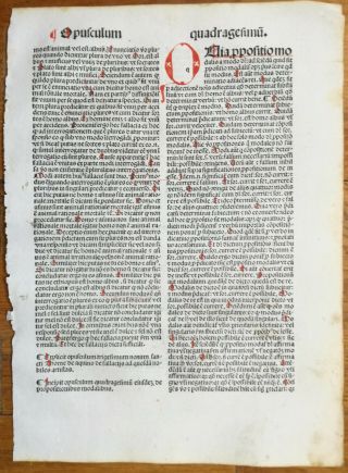 Rubricated Incunable Leaf Folio Thomas Aquinas Opuscula (52) - 1490 2