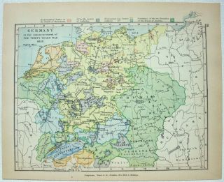 Vintage Map Of Germany In 1618 By Longmans Green 1905