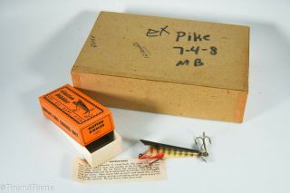 Vintage Glutton Dibbler Minnow Antique Fishing Lure With Dealer Box Jj26