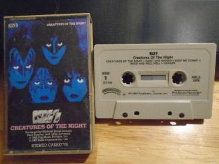 Very Rare 1st Press Kiss Cassette Tape Creatures Of The Night No Upc Ace Frehley
