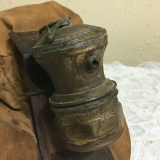 Vintage Miners Canvas Hat Antique Mining Cap With Auto - Lite Carbide Lamp 3
