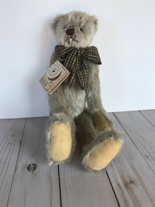 Boyds Bears Retired Slim B.  Woodsley Artisan Series Out Of The Woods Gray 13”