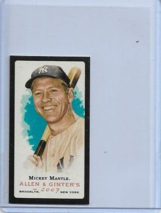 Rare 2007 Allen & Ginter Mickey Mantle No Black Border Mini Card Yankees 7