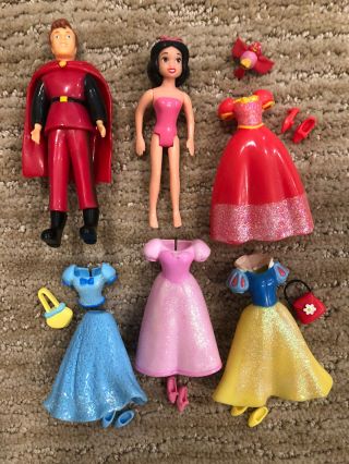 Polly Pocket Disney Snow White & Rare Prince W/ Dresses Shoes