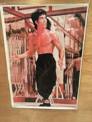 1974 Rare Bruce Lee Enter The Dragon Laminated Poster 20 1/2 X 30 1/2