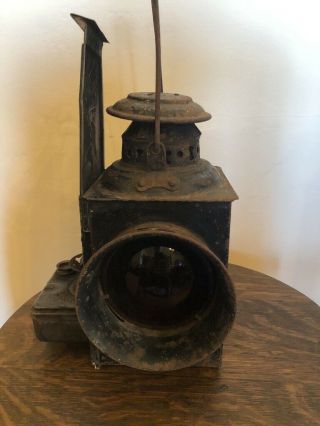 Antique Railroad Lantern By Dressel Early & Rare 2 Red & 1 Small Blue Lenses