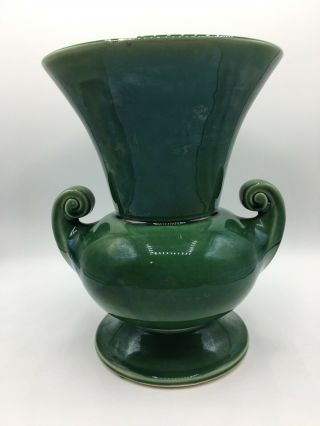 Vintage Mccoy Pottery Large Urn Vase Green Gloss With Double Handles