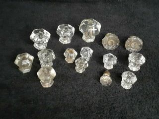 15 Antique Drawer Cabinet Pulls Glass Knobs Clear Vintage Chic Decor