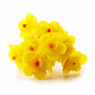 Czech Vintage Lampwork Yellow Juice Glass Flower Headpin Beads (10)