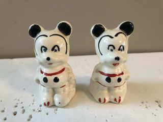 Vintage 1950’s Mickey Mouse 3” Salt & Pepper Shakers W/ Corks Cute Cool Rare Wow