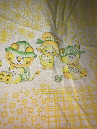 Vintage Baby Toddler Fitted Crib Sheet Lions Tigers Bears Ducks Baby Animals