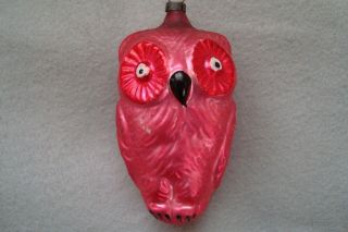Rare Antique Blown Glass Horned Owl W/large Eyes Christmas Ornament - Germany