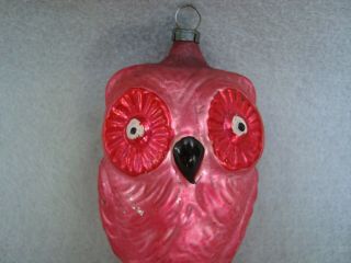 RARE ANTIQUE BLOWN GLASS HORNED OWL w/LARGE EYES CHRISTMAS ORNAMENT - GERMANY 2