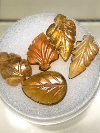 Rare Orange Antique Carved Tourmaline Leaves 49