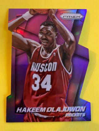 Hakeem Olajuwon 2014 - 15 Prizm Purple Diecut 52/139 Houston Rockets Hof Rare