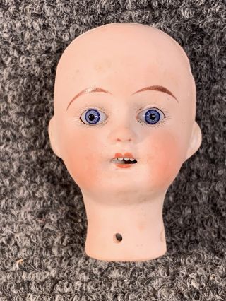 Antique German Bisque Socket Head Doll Marked “h 2/0” E.  Heubach Blue Eyes