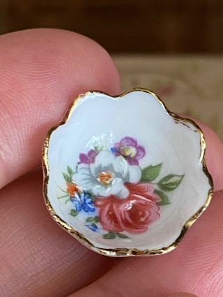 Vintage Miniature Dollhouse Ooak Hand Painted French Gold Gilt Scalloped Bowl