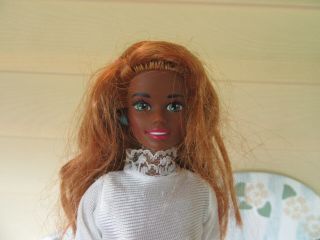 Vtg 1987 African American/black Christie Barbie Doll Long Red Hair Rare