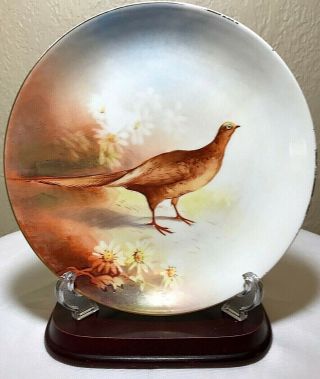 Antique 1891 - 1920 Ls&s Limoges France Pheasant Hand Painted & Signed Plate 9.  25 "