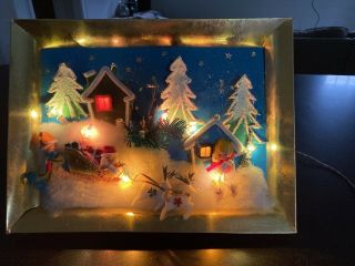 Vintage Rare Frankel Light Up Framed Christmas Scene
