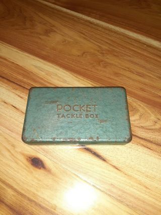 Vintage Metal Pocket Tackle Box,  Mini Size,  Fishing