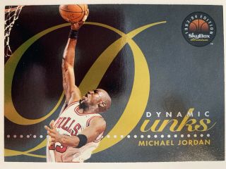 Michael Jordan Chicago Bulls 93’ - 94’ Skybox Dynamic Dunks Card D4 Rare Holo